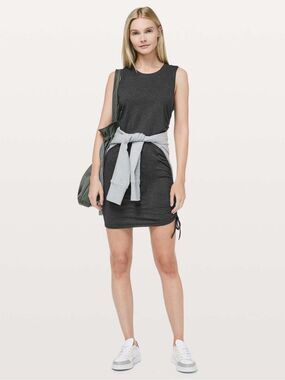 Lululemon Cinch It Mini Dress Size 4 Heathered Black